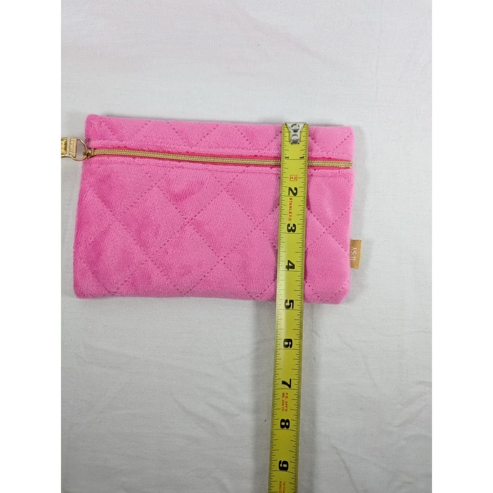 Ipsy Glam Pink Quilted Plush Zippered Bag Cosmetic Bag